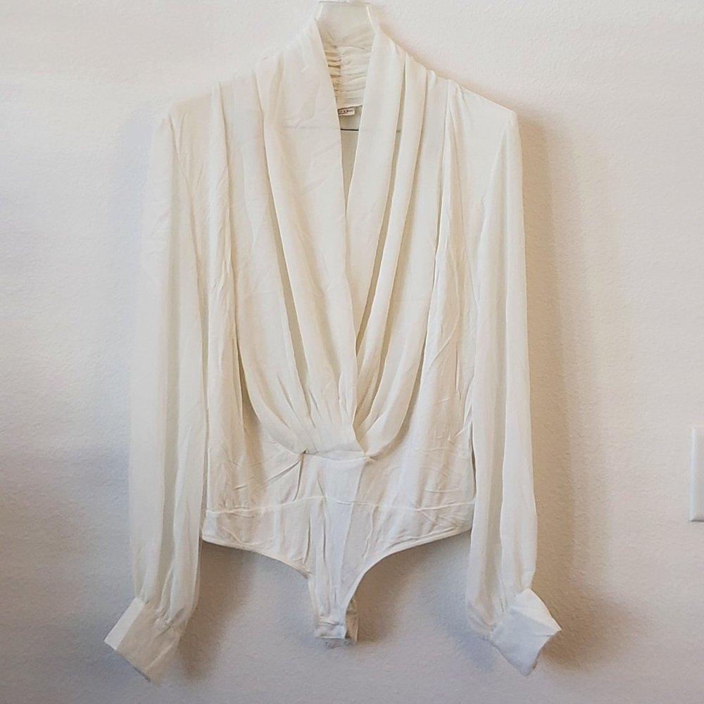 Eva Mendes Long Sleeved Off White Bodysuit, Large